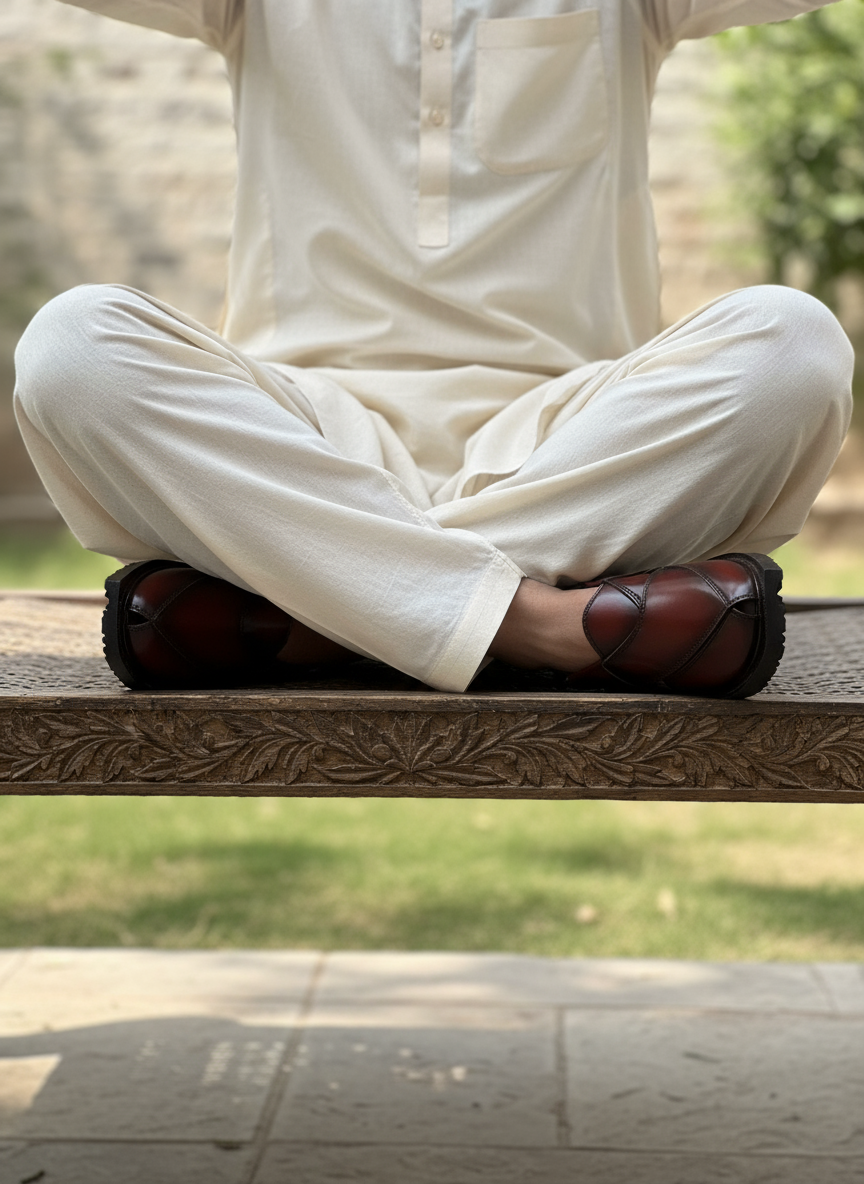 Narozi Hand Made Chappal ( Black/Maroon)