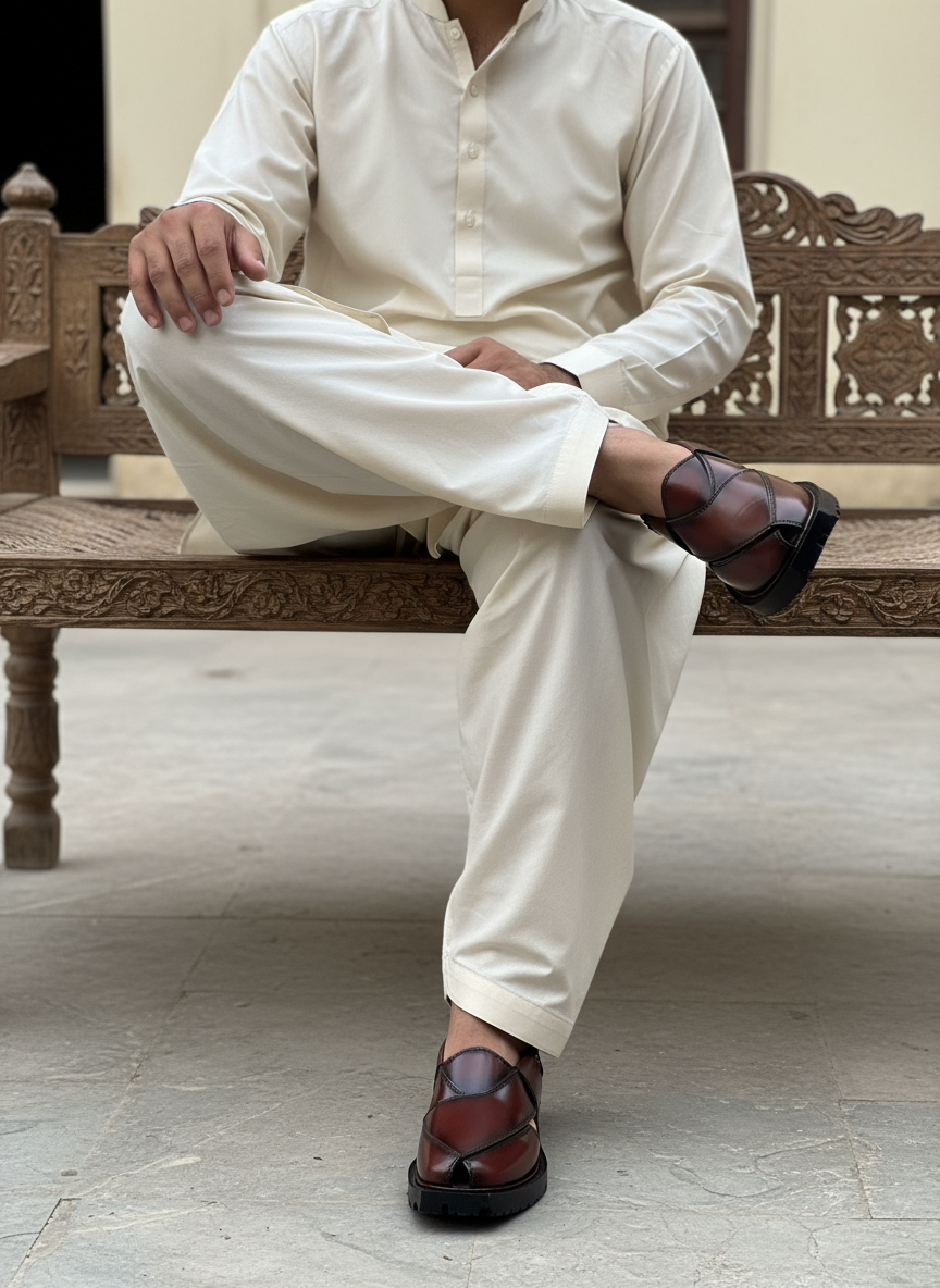 Narozi Hand Made Chappal ( Black/Maroon)