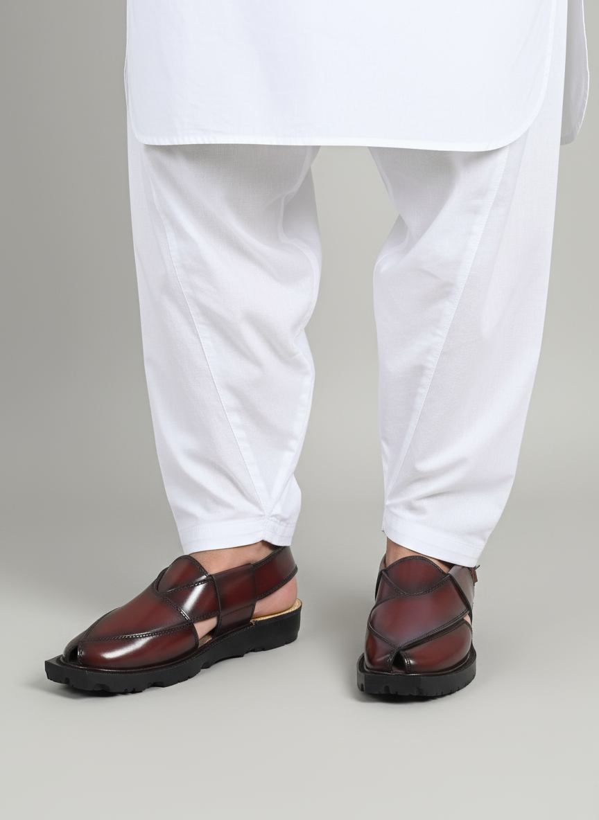 Narozi Hand Made Chappal ( Black/Maroon)