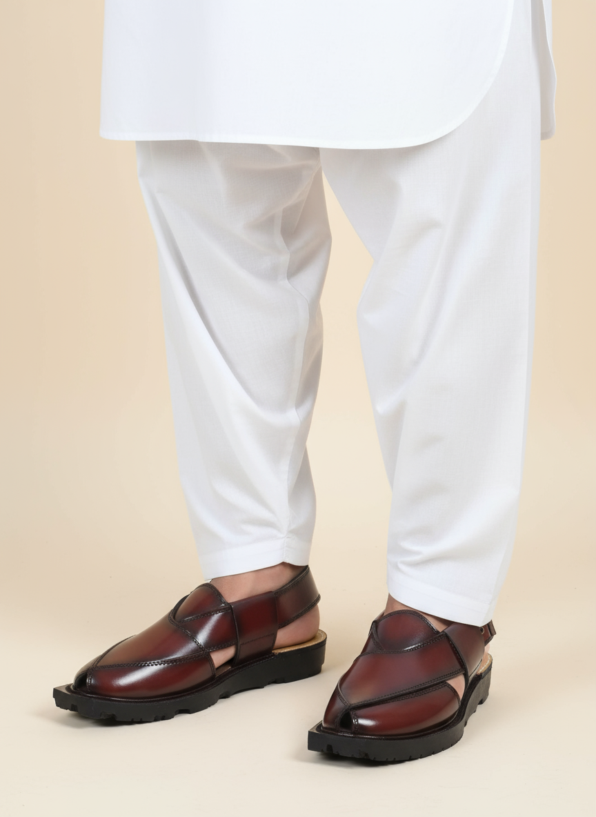 Narozi Hand Made Chappal ( Black/Maroon)