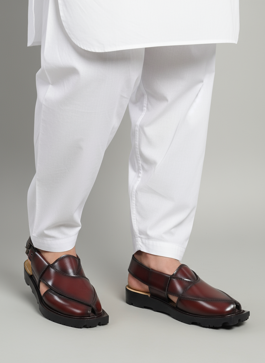 Narozi Hand Made Chappal ( Black/Maroon)