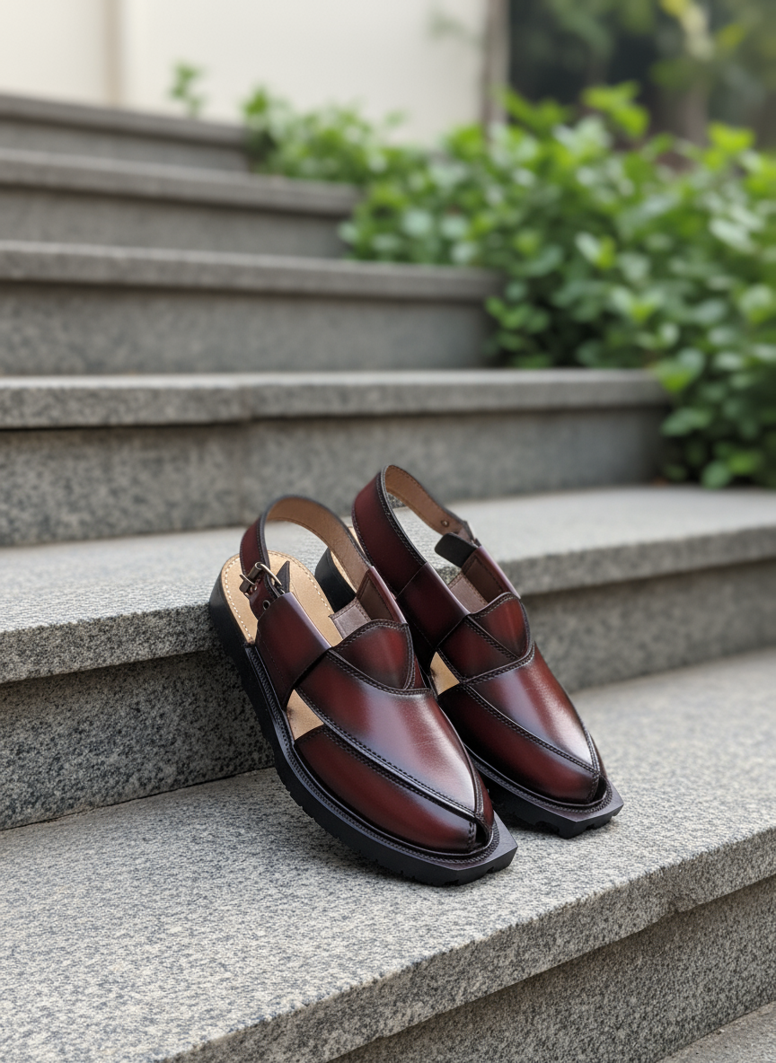 Narozi Hand Made Chappal ( Black/Maroon)