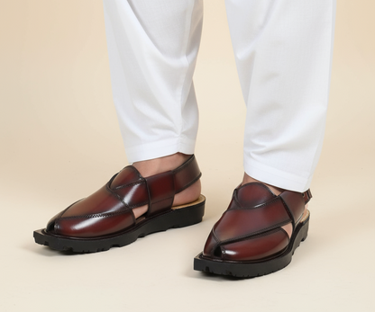 Narozi Hand Made Chappal ( Black/Maroon)