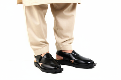 Hand made peshawari Chappal Black