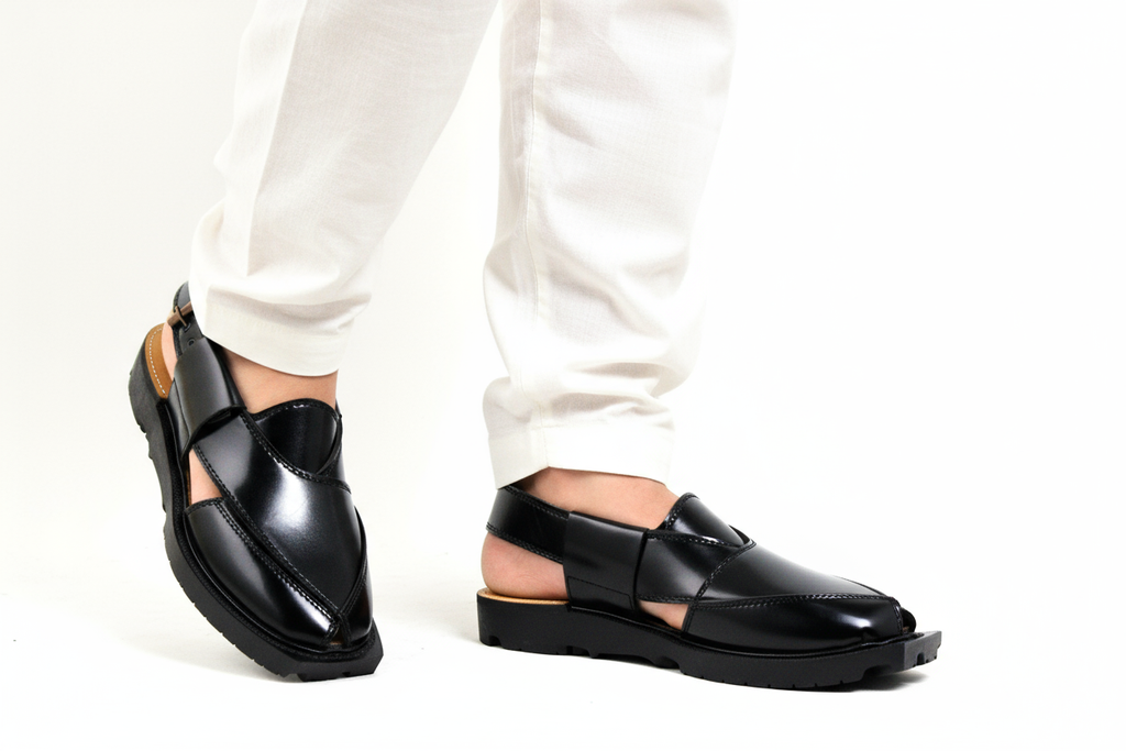 Hand made peshawari Chappal Black