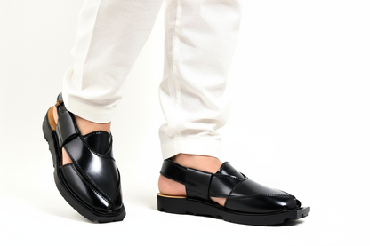 Hand made peshawari Chappal Black